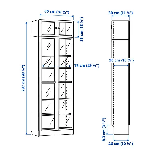 BILLY/OXBERG Measurement Illustration