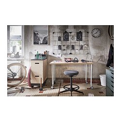 KRILLE/LINNMON - Desk, white stained oak effect/white, 100x60 cm