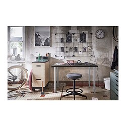 LINNMON/OLOV - Desk, dark grey/white, 100x60 cm