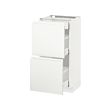 METOD - Base cab with 2 fronts/3 drawers, white Maximera/Voxtorp matt white, 40x37x80 cm