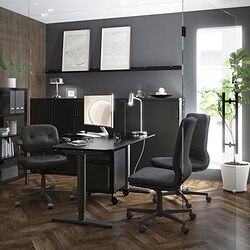 GALANT - Kabinet dengan pintu geser, veneer kayu ash diwarnai hitam, 160x120 cm