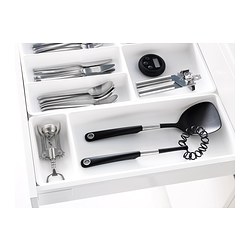 STÖDJA - Utensil tray, white, 20x50 cm