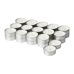 JÄMLIK - Scented tealight, Vanilla/light beige, 3.5 hr