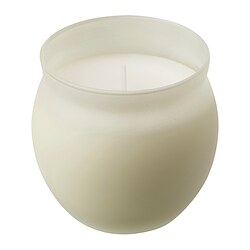 JÄMLIK - Scented candle in glass, Vanilla/light beige, 50 hr