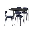 SANDSBERG - Table and 4 chairs, black black/Remmarn dark blue dark blue, 110x67 cm