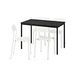 SANDSBERG - Table and 4 chairs, black black/white, 110x67 cm