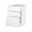 METOD - Kabinet dasar dgn 3 laci, putih Maximera/Voxtorp putih matt, 60x60x80 cm