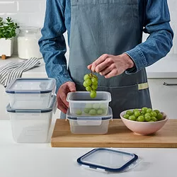IKEA 365+ - Tempat makan + tutup, set isi 4, plastik