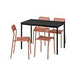 SANDSBERG - Table and 4 chairs, black black/red-brown, 110x67 cm