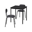 SANDSBERG - Meja dan 2 kursi, hitam hitam/Rem antrasit antrasit, 67x67 cm