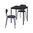 SANDSBERG - Table and 2 chairs, black black/Remmarn dark blue dark blue, 67x67 cm