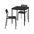 SANDSBERG - Meja dan 2 kursi, hitam hitam/hitam, 67x67 cm