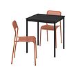 SANDSBERG - Table and 2 chairs, black black/red-brown, 67x67 cm