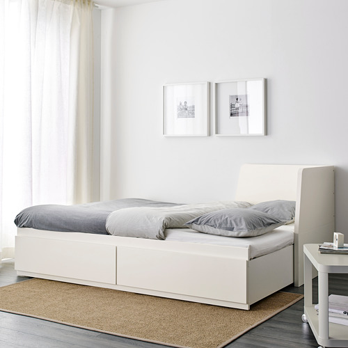 FLEKKE daybed w 2 drawers/2 mattresses, white/Husvika firm, 80x200 cm