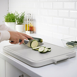LILLHAVET - Chopping board, light grey, 49x35 cm