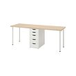 ALEX/LAGKAPTEN - Desk, white stained oak/white, 200x60 cm