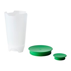 UPPFYLLD - Salad shaker with strainer, bright green/transparent, 1.4 l