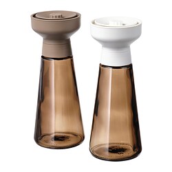 HALVTOM - Stoples penggiling bumbu, kaca/cokelat, 19 cm