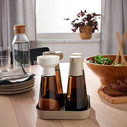 HALVTOM - Stoples penggiling bumbu, kaca/cokelat, 19 cm