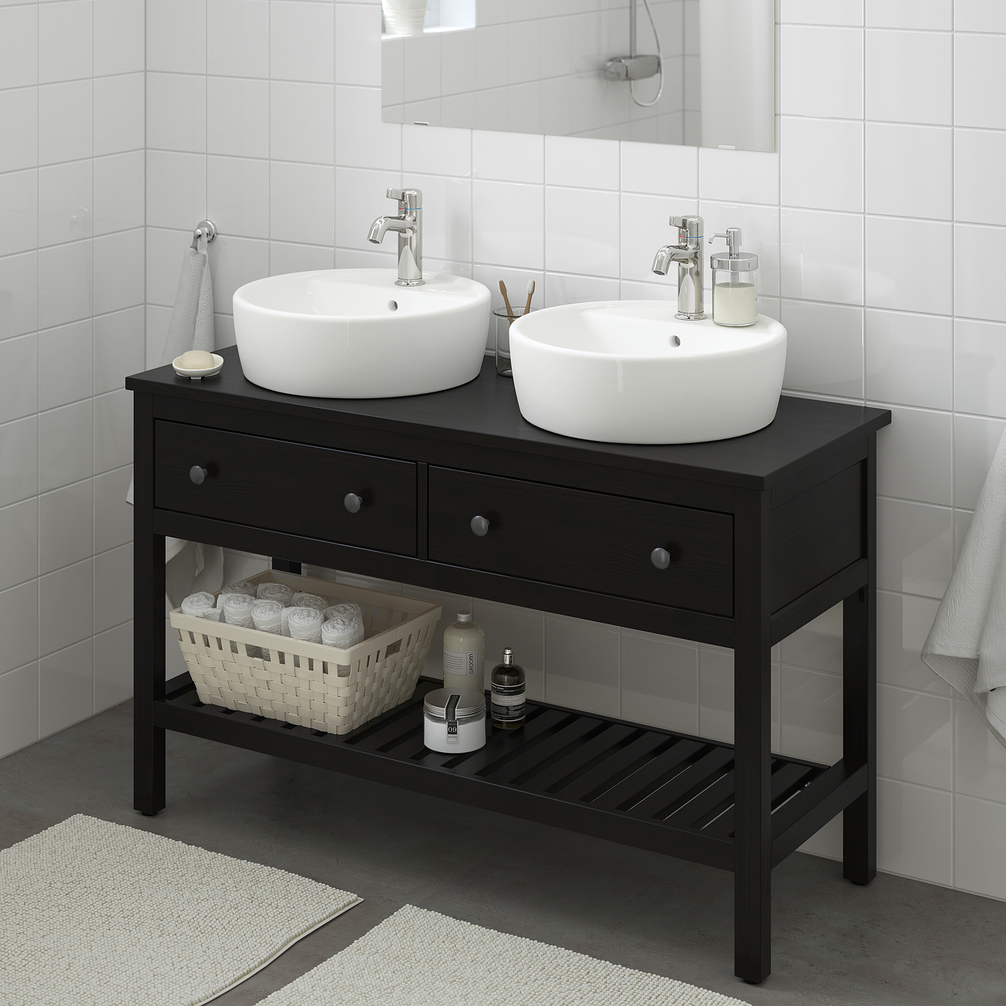 HEMNES open wash-stand with 2 drawers, black-brown stain | IKEA Indonesia