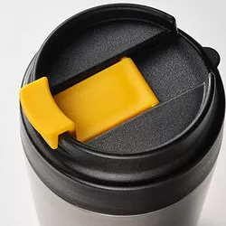 ENVÄLDIG - Insulated travel mug, stainless steel/black, 35 cl
