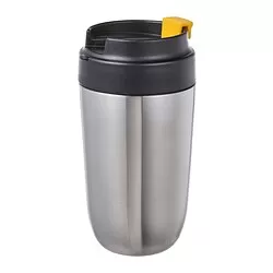 ENVÄLDIG - Insulated travel mug, stainless steel/black, 35 cl