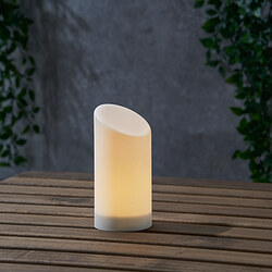 ÄDELLÖVSKOG - LED block candle, white/in/outdoor, 16 cm