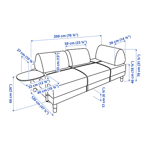 FLOTTEBO Measurement Illustration