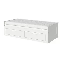 BRIMNES - Dipan dengan 2 laci/2 kasur, putih/Åfjäll keras medium, 80x200 cm