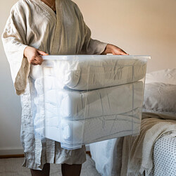 SAMLA - Box with lid, transparent, 57x39x42 cm/65 l