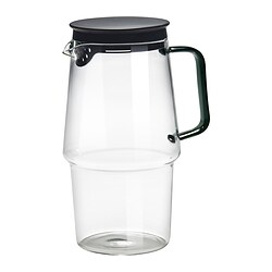 SKINNFISK - Pitcher dengan penutup, kaca bening, 1.2 l