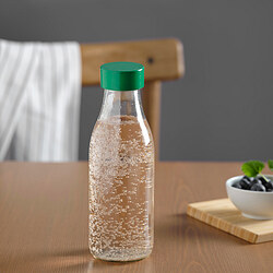 SPARTANSK - Water bottle, clear glass/green, 0.5 l