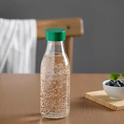 SPARTANSK - Botol air, kaca bening/hijau, 0.5 l