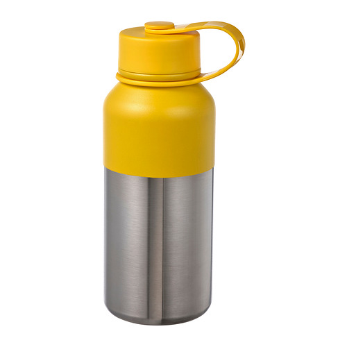 HETLEVRAD insulated flask, stainless steel/yellow, l IKEA