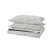 BJÖRKGRÅMAL - Sarung duvet dan 2 sarung bantal, hitam putih/berdot, 240x220/50x80 cm