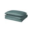 NATTJASMIN - Sarung duvet dan sarung bantal, biru-hijau, 150x200/50x80 cm
