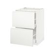 METOD/MAXIMERA - Kbnt dsr u kompor/2 pintu dpn/2lc, putih/Voxtorp putih matt, 60x60x80 cm