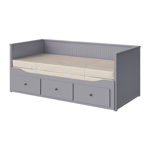 HEMNES day-bed w 3 drawers/2 mattresses