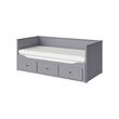 HEMNES - Dipan dengan 3 laci/2 kasur, abu-abu/Åfjäll keras medium, 80x200 cm