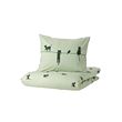 BARNDRÖM - Duvet cover and pillowcase, cat pattern/green, 150x200/50x80 cm