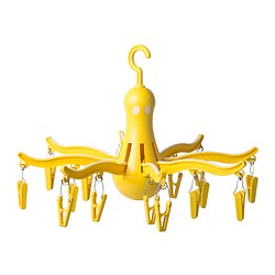 PRESSA - Hanging dryer 16 clothes pegs, yellow