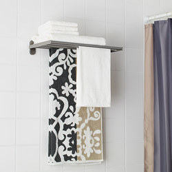BROGRUND - Wall shelf with towel rail, stainless steel, 47x27 cm