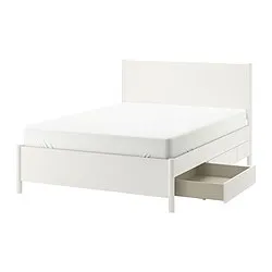 TONSTAD - Rangka tempat tidur+penyimpanan, putih pudar/Luröy, 160x200 cm