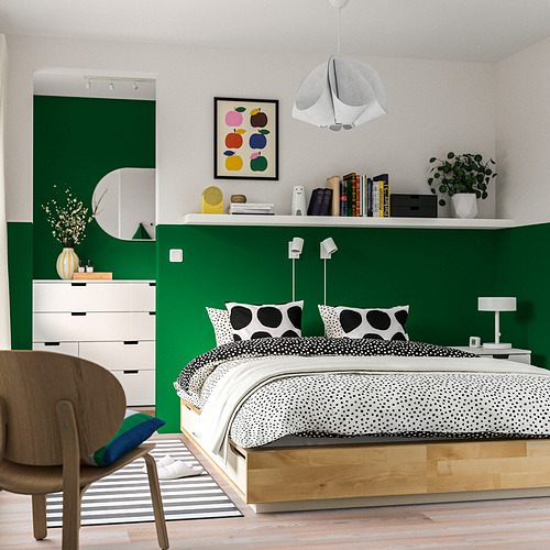 MANDAL bed frame with storage, birch/white, 160x200 cm | IKEA