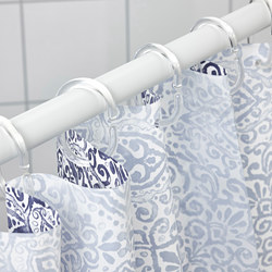 ÄNGSKLOCKA - Shower curtain, white/blue, 180x200 cm