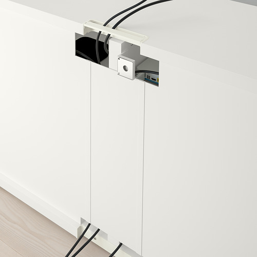 BESTÅ meja TV dengan pintu dan laci
