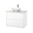 LERSJÖN/ÄNGSJÖN - Wash-stnd w drawers/wash-basin/tap, high-gloss white/white marble effect, 82x49x79 cm