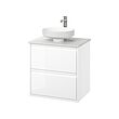 LERSJÖN/ÄNGSJÖN - Wash-stnd w drawers/wash-basin/tap, high-gloss white/white marble effect, 62x49x79 cm