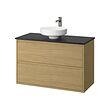 LERSJÖN/ÄNGSJÖN - Wash-stnd w drawers/wash-basin/tap, oak effect/black marble effect, 102x49x79 cm