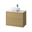 LERSJÖN/ÄNGSJÖN - Wash-stnd w drawers/wash-basin/tap, oak effect/white marble effect, 82x49x79 cm